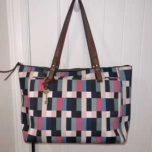 FOSSIL Pixel Grid Rachel Tote, Bag, Purse, Great Condition!